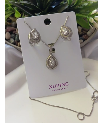 Xuping Jewelry Silver Damla Kolye Küpe Seti