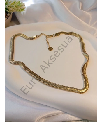 BALIK SIRTI ÇELİK KOLYE GOLD