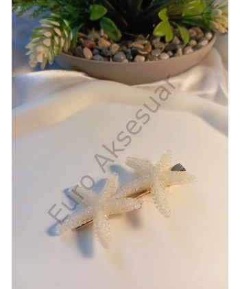 BEYAZ DENİZ YILDIZI DETAYLI YAN TOKA