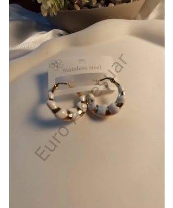 BEYAZ - GOLD ÇELİK KÜPE