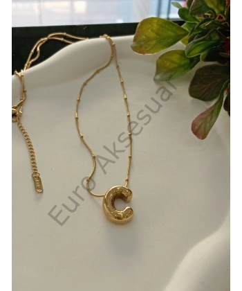 ÇELİK C BALON HARF KOLYE 60 CM