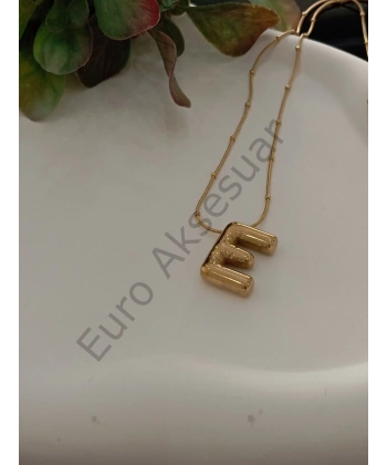 Çelik E Balon Harf Kolye 60 cm