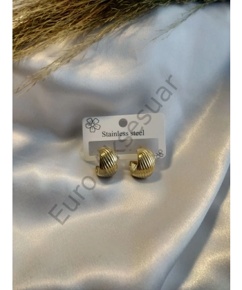 Çelik Gold Çizgili Küpe