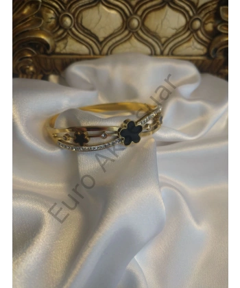 Çelik Gold Siyah Kelepçe Bileklik