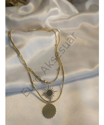 Çelik İkili Güneş Kolye