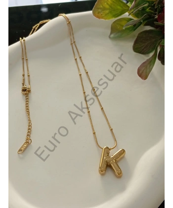 ÇELİK K BALON HARF KOLYE 60 CM