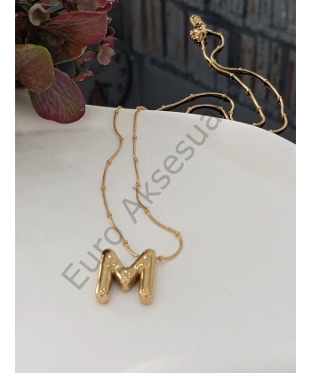 ÇELİK M BALON HARF KOLYE 60 CM