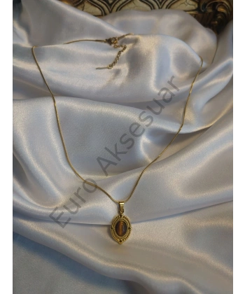 Çelik Oval Tasarım Kolye