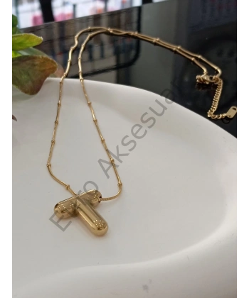 ÇELİK T BALON HARF KOLYE 60 CM