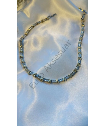 Çelik Zirkon Taşlı Xoxo Kolye