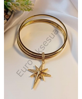 3Lü Çelik Charmlı Ajda Bilezik