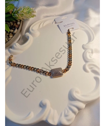 Çİft Renk Zirkon Taş Detaylı Vip Bileklik