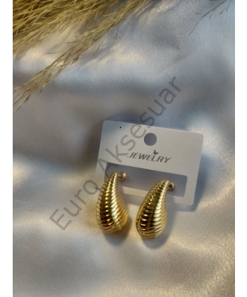 Gold Çizgili Küpe