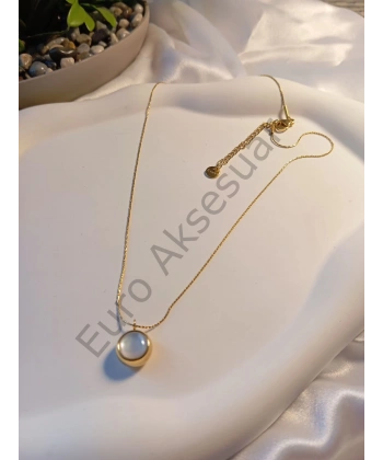 GOLD MİNİMAL SEDEFLİ ÇELİK KOLYE