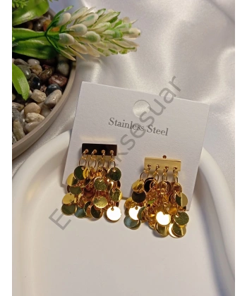 Gold Pullu Çelik Küpe