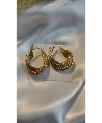 Gold Renk Asimetrik Çelik Küpe