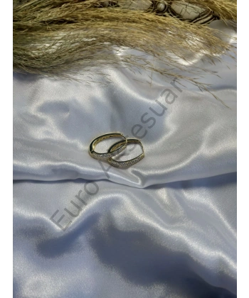 Gold Taş Detaylı Çelik Küpe