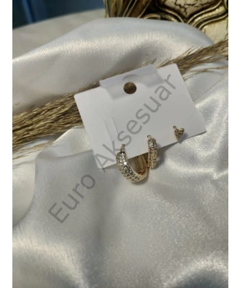 Gold Üçlü VIP Küpe