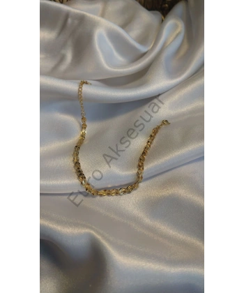 Gold Zincir Detaylı Çelik Bileklik
