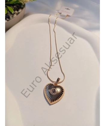 Göz Detaylı Kalp Figürlü Kolye