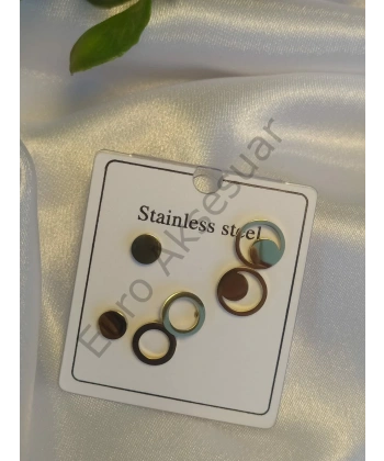 Halka Detaylı Çoklu Çelik Küpe