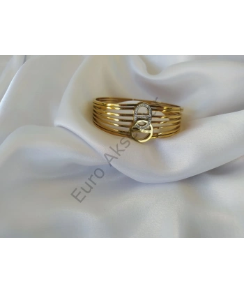 Halka Detaylı Gold Renk Çelik Kelepçe