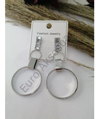 Halka Detaylı Taşlı Küpe