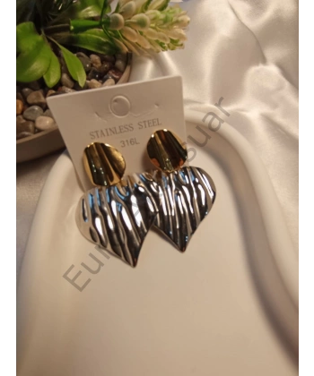 İki Renk Büyük Boy Çelik Küpe