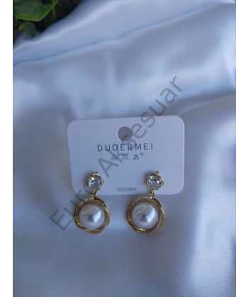 İnci Ve Taş Detaylı Vip Küpe