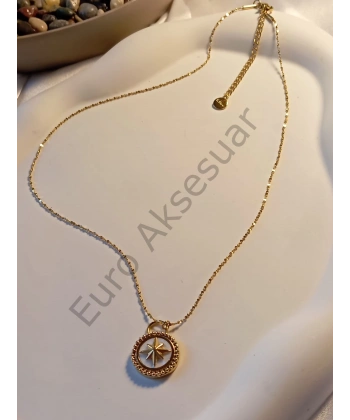 KUTUP YILDIZI DETAYLI MİNİMAL ÇELİK KOLYE