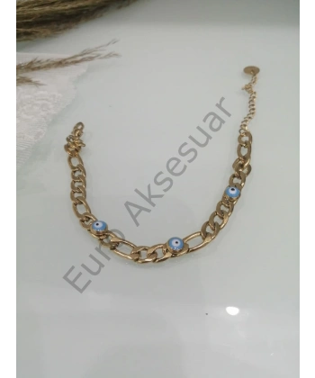 Nazar Boncuklu Çelik Bileklik