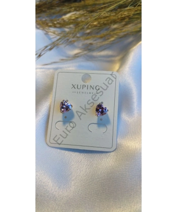 Pembe Zirkon Taş Detaylı Vip Küpe