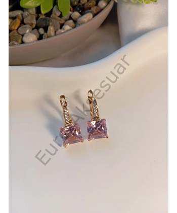 PEMBE ZİRKON TAŞLI VIP KÜPE