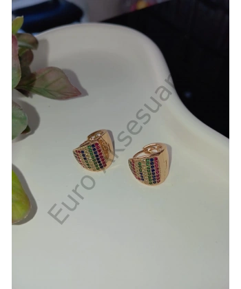 Renkli Taş Detaylı Vip Küpe