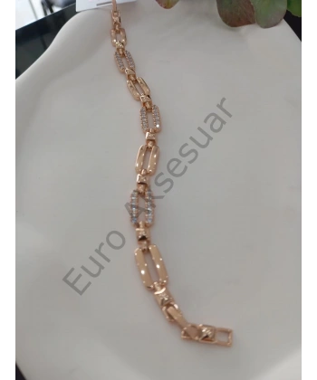 Rose Dikdörtgen Taşlı Vip Bileklik