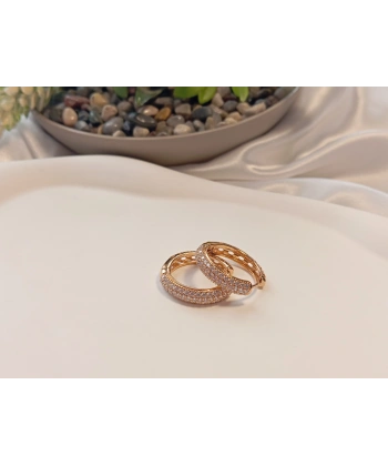 Rose Renk Zirkon Taşlı Halka Küpe 2 cm