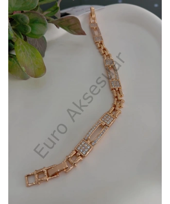 Rose Taş Detaylı Vip Bileklik