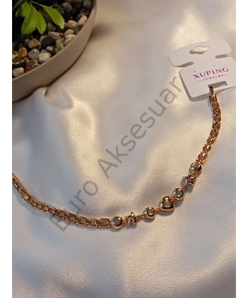 Rose Yıldız ve Kalp Detaylı Xuping Bileklik