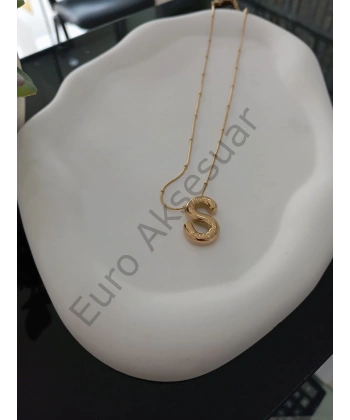 S Harfi Figürlü Çelik Kolye