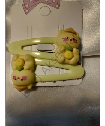 Sarı Renk Kedili Çıtçıtlı Toka