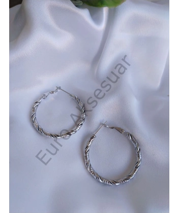 Silver Çelik Halka Küpe