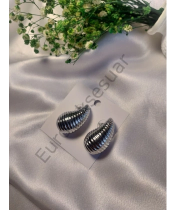 Silver Çizgi Detaylı Bubble Küpe