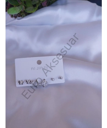 Sılver Çoklu Küpe 02