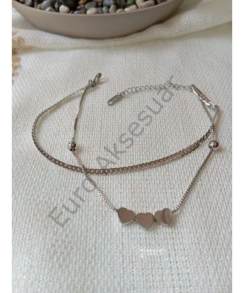 Silver Kalp Detaylı Halhal