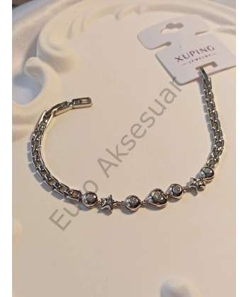 Silver Kalp ve Yıldız Detaylı Xuping Bileklik