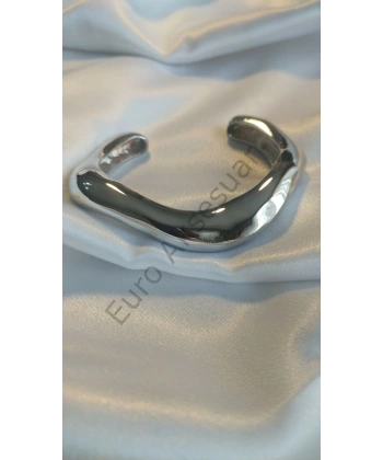 EURO AKSESUAR Sılver Kıvrımlı Kelepçe Bileklik