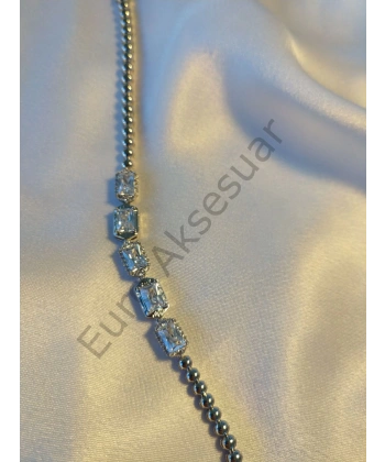 Silver Taş Detaylı Vip Bileklik