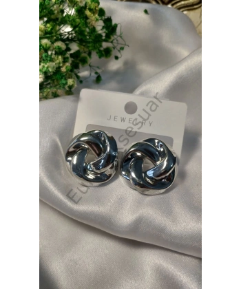 Silver Yuvarlak Bijuteri Küpe