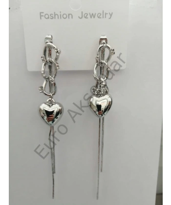 Sılver Zincir Detaylı VIP Küpe