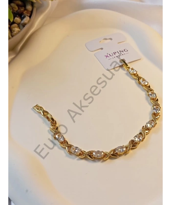 Sıralı Zirkon Taşlı Vip Bileklikl 14 K